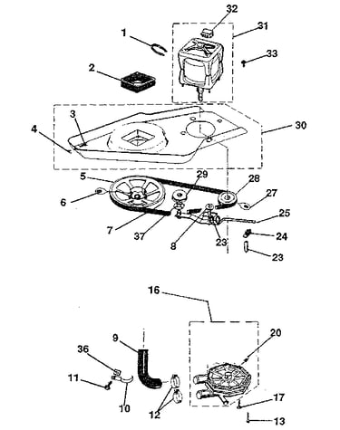 Washer drive system, pump