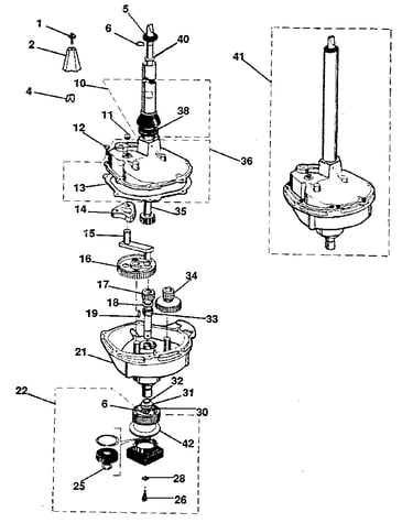 Transmission, water seal, lower bearing assy