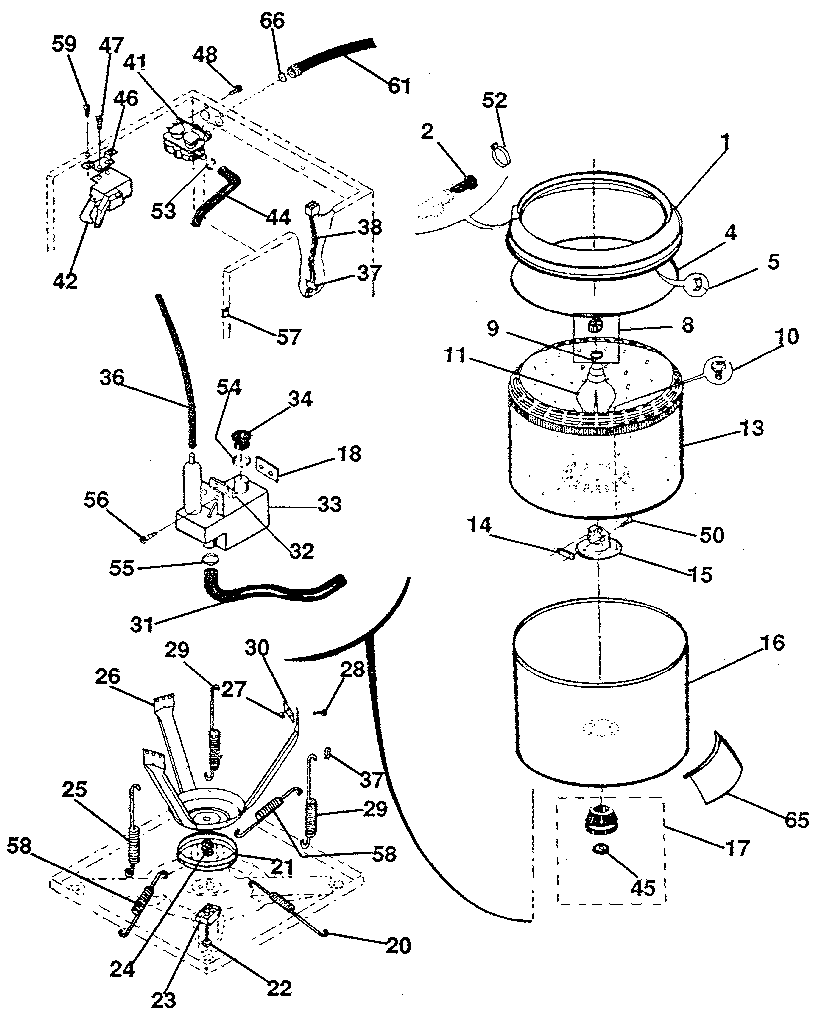 TUBS, WATER, VALVE, LID SWITCH