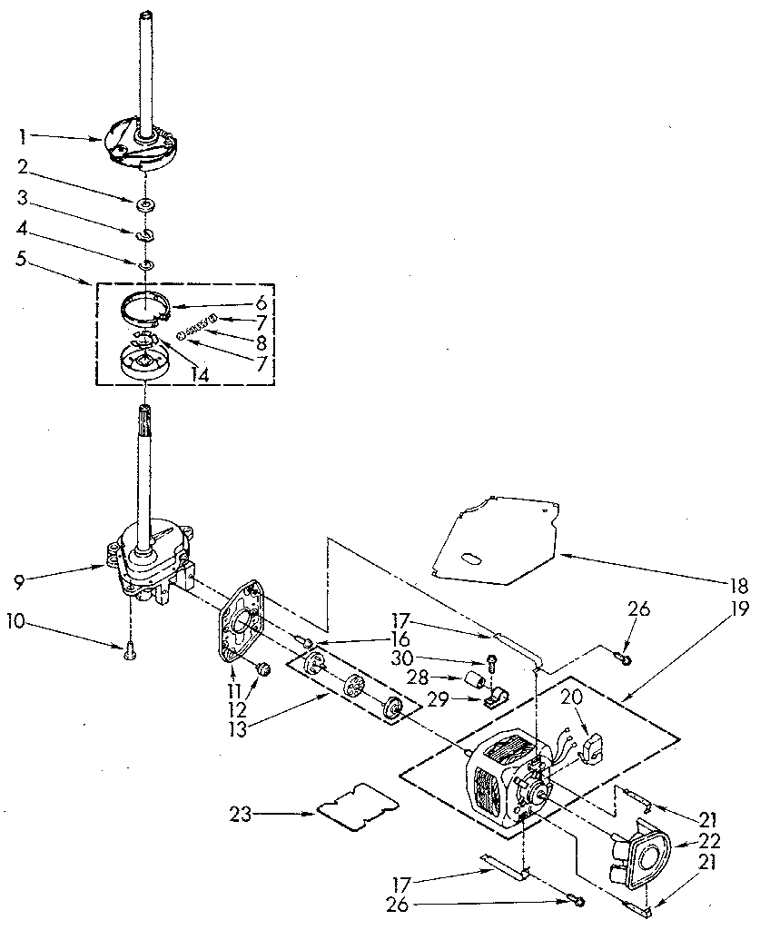 Brake, clutch, gearcase, motor and pump