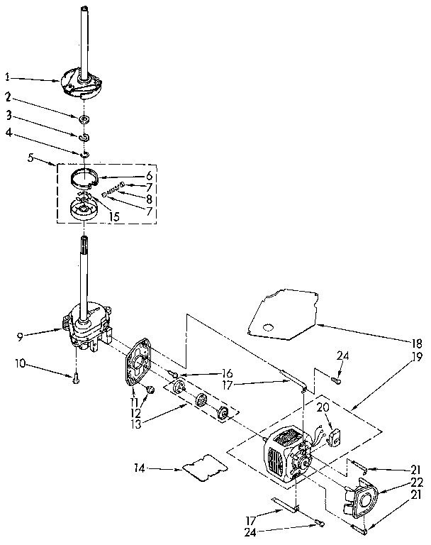 Brake, clutch, gearcase, motor and pump