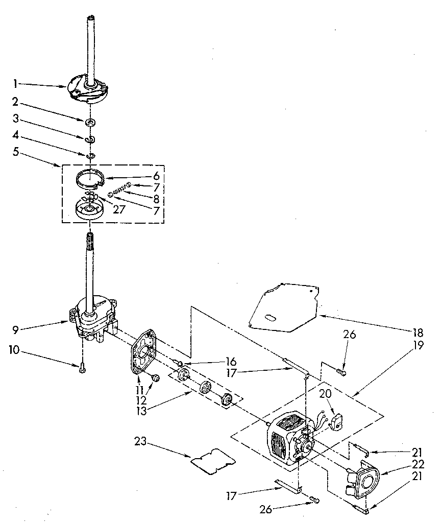 Brake, clutch, gearcase, motor and pump