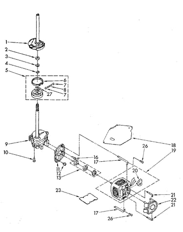 Brake, clutch, gearcase, motor and pump