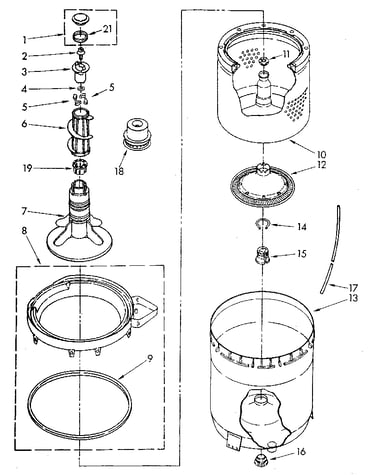 Agitator, basket and tub