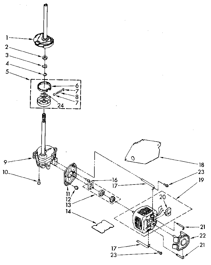 Brake, clutch, gearcase, motor and pump