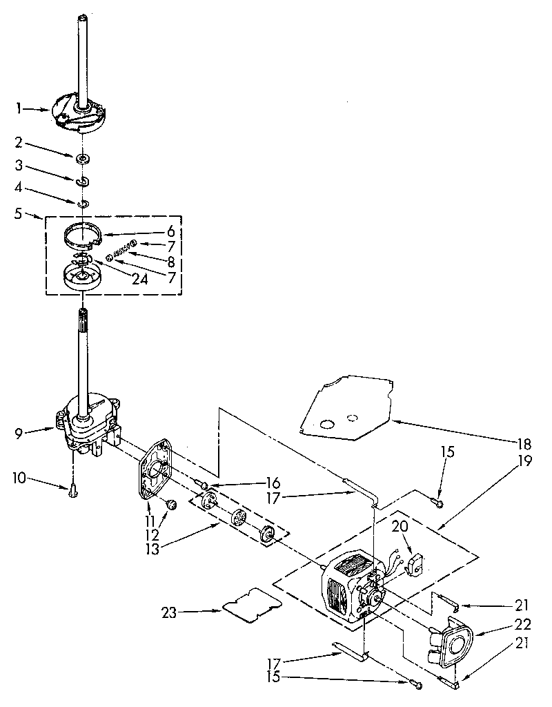 Brake, clutch, gearcase, motor and pump