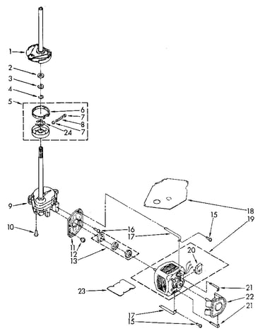 Brake, clutch, gearcase, motor and pump