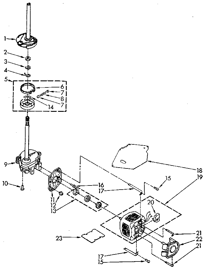 Brake, clutch, gearcase, motor and pump