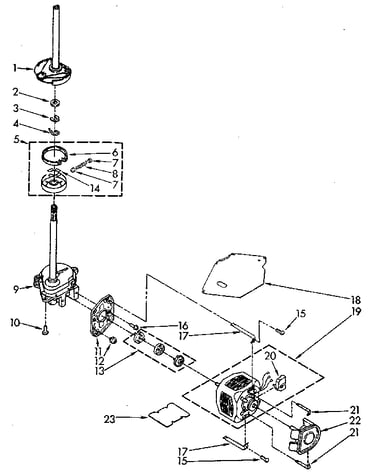 Brake, clutch, gearcase, motor and pump