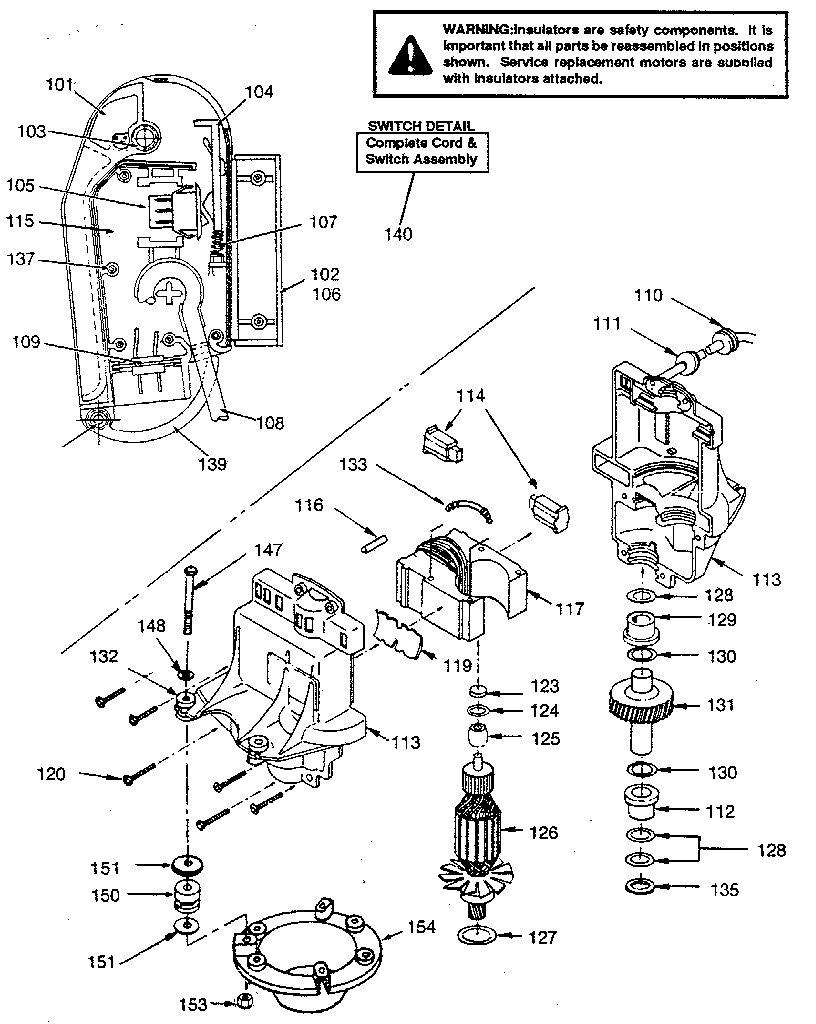 Motor & switch assembly