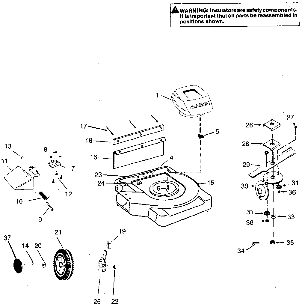 Blade, deck, & wheel assembly