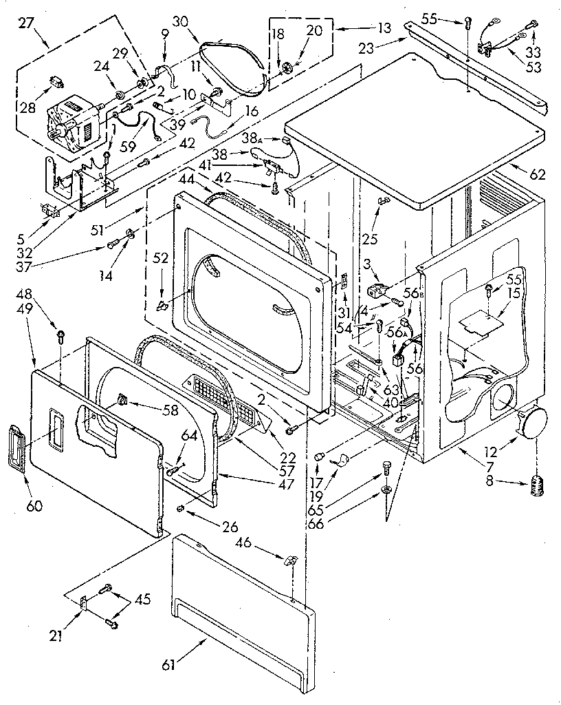 Upper cabinet and front panel