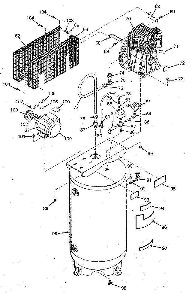 Air compressor diagram - vertical
