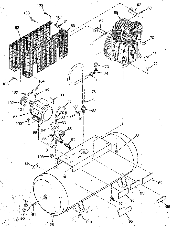 Air compressor diagram - horizontal