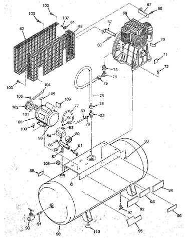 Air compressor diagram - horizontal