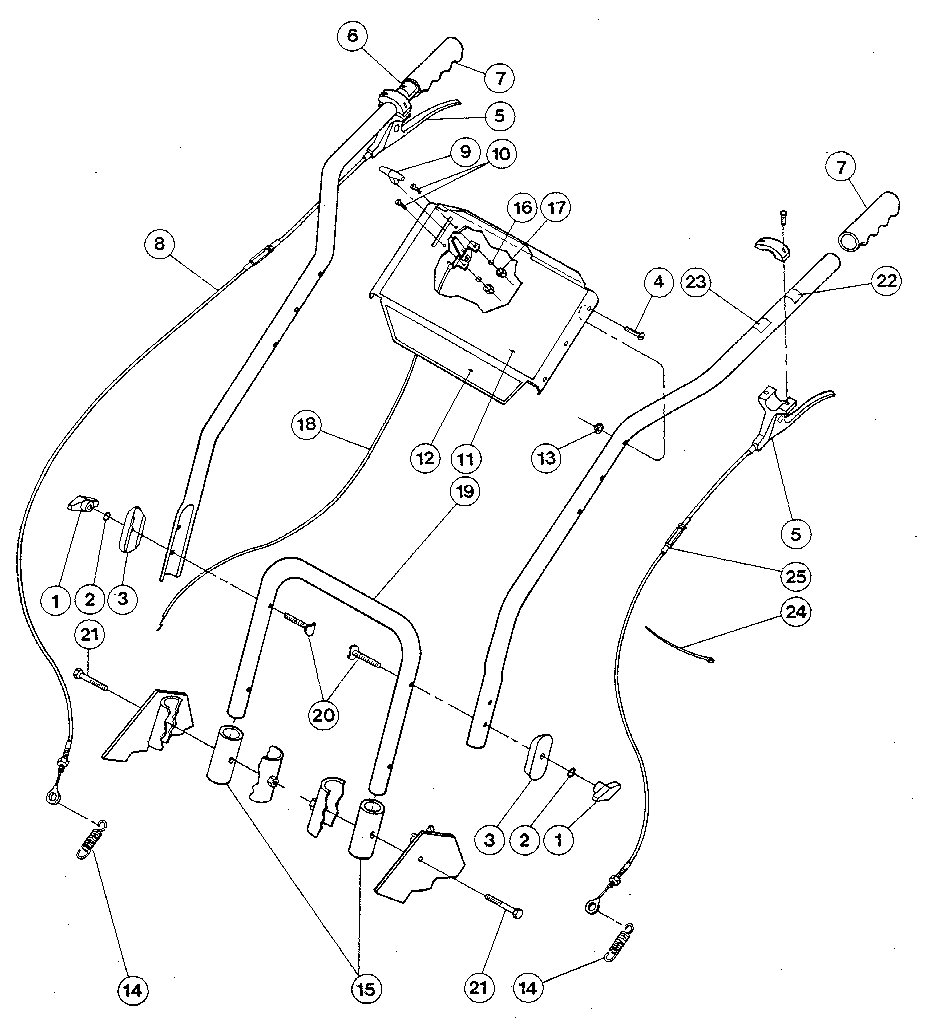 HANDLEBARS, CONTROL LEVERS, AND THROTTLE LEVER