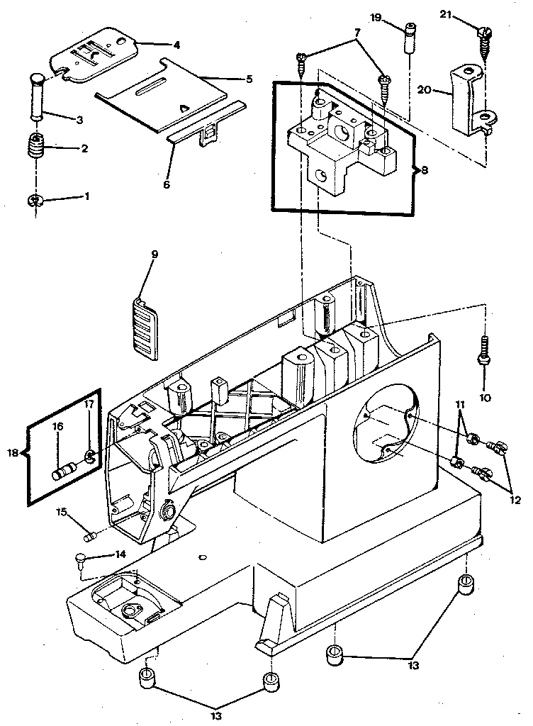 Arm, bed, throat plate & bed slide