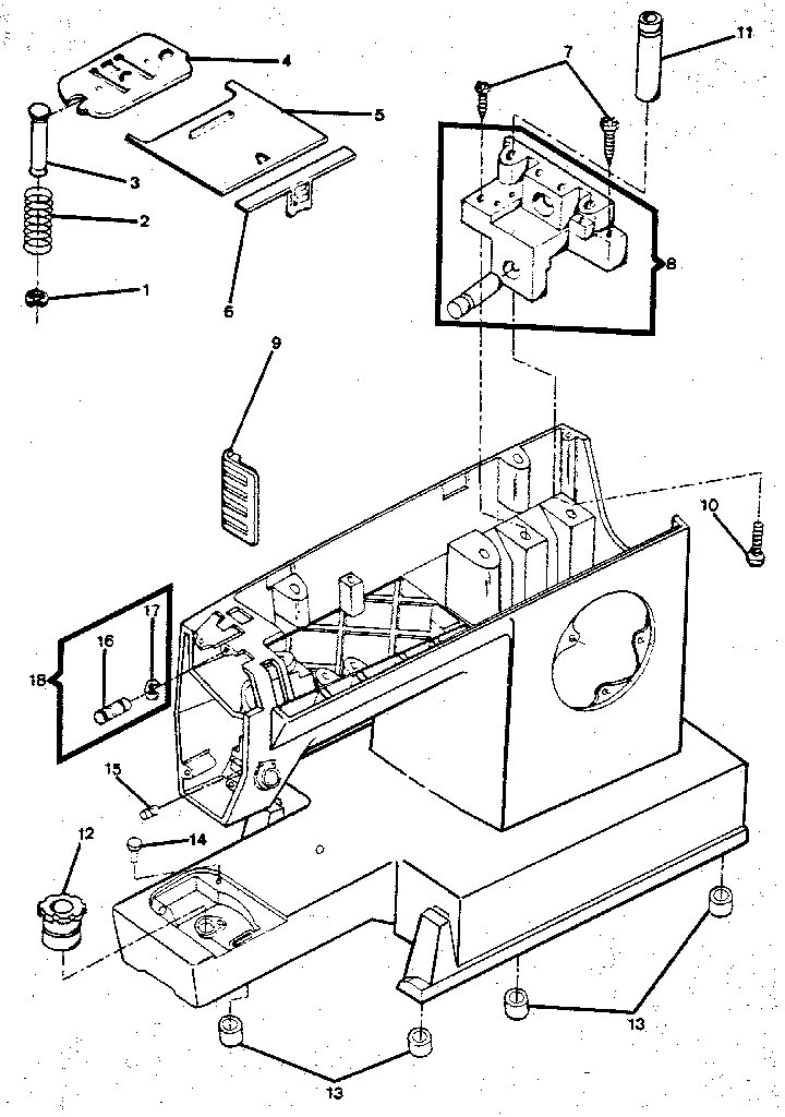 ARM, BED, THROAT PLATE & BED SLIDE