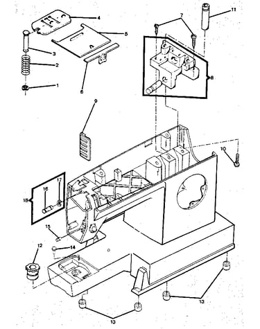 Arm, bed, throat plate & bed slide