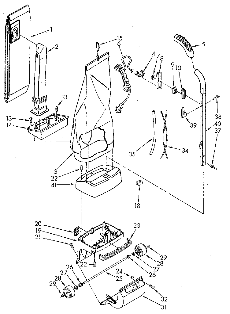 Handle and bag housing