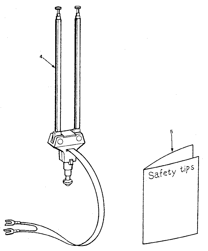 Safety tips and vhf rod antenna assembly