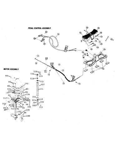 Pedal control and motor assembly