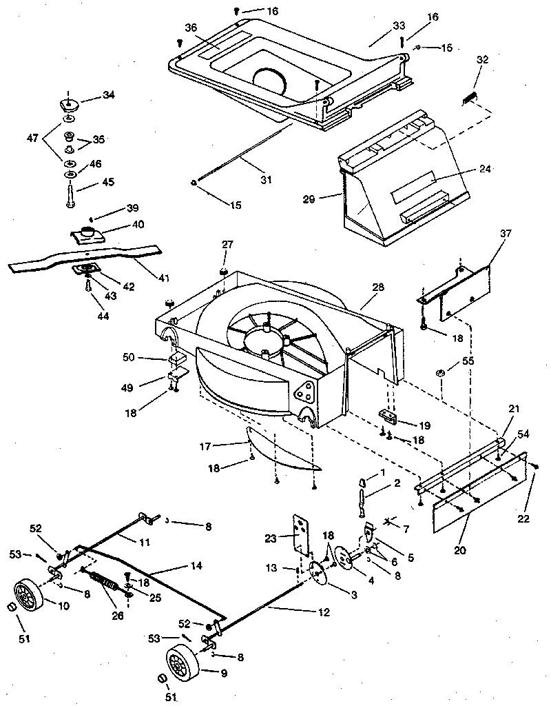 BLADE, DECK, & WHEEL ASSEMBLY