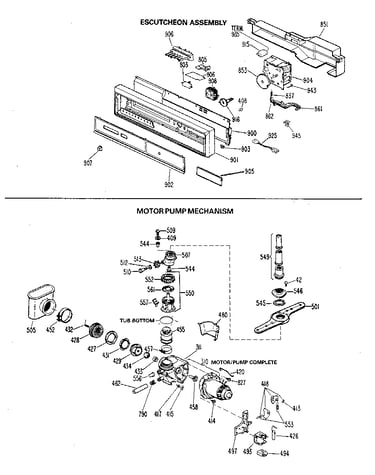 Escutcheon and motor/pump