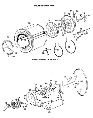 Drum/heater/blower and drive