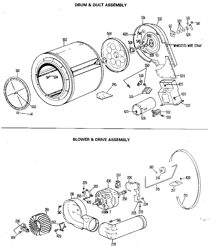 Drum/duct/blower and drive