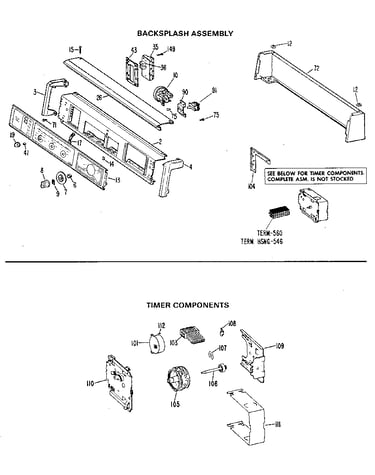 Backsplash and timer assembly