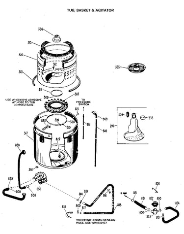 Tub/basket and agitator