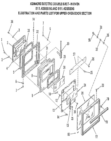 Upper oven door section