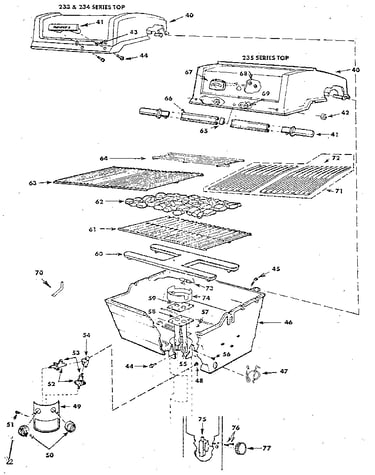 Grill and burner section
