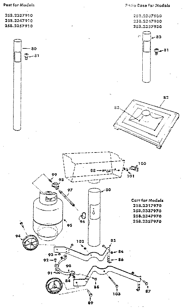 POST, PATIO BASE AND CART