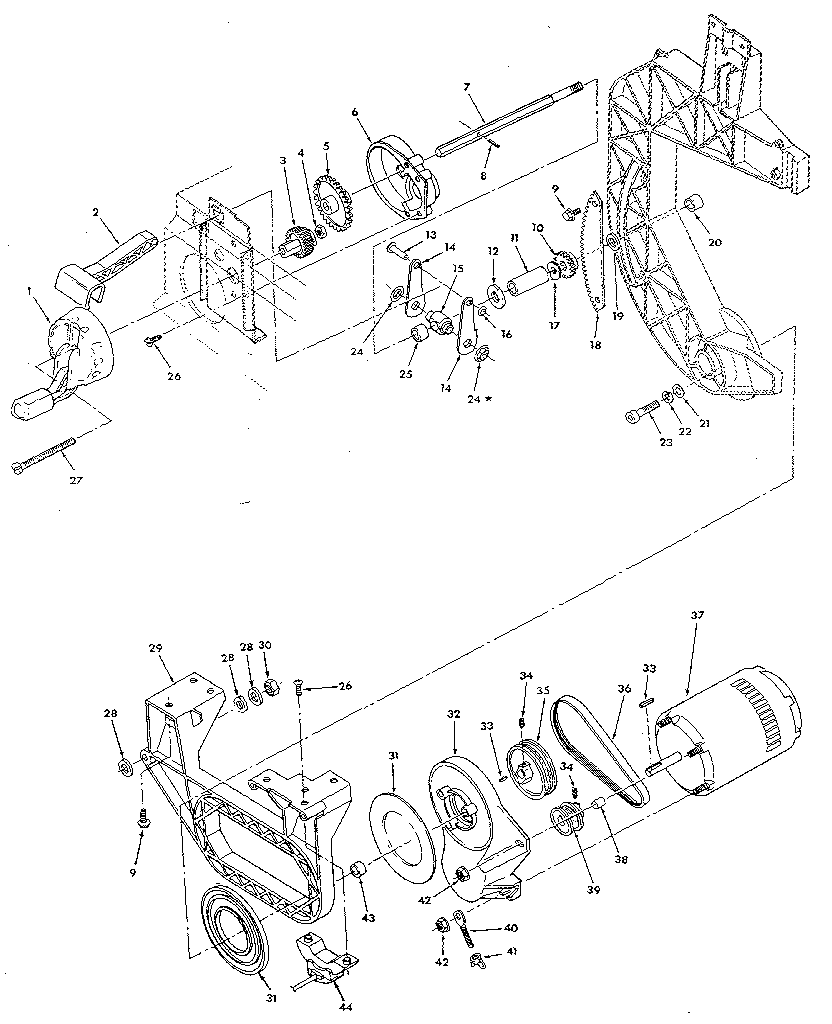 FIGURE 4-BEVEL DRIVE AND MOTOR MOUNT ASSEMBLY