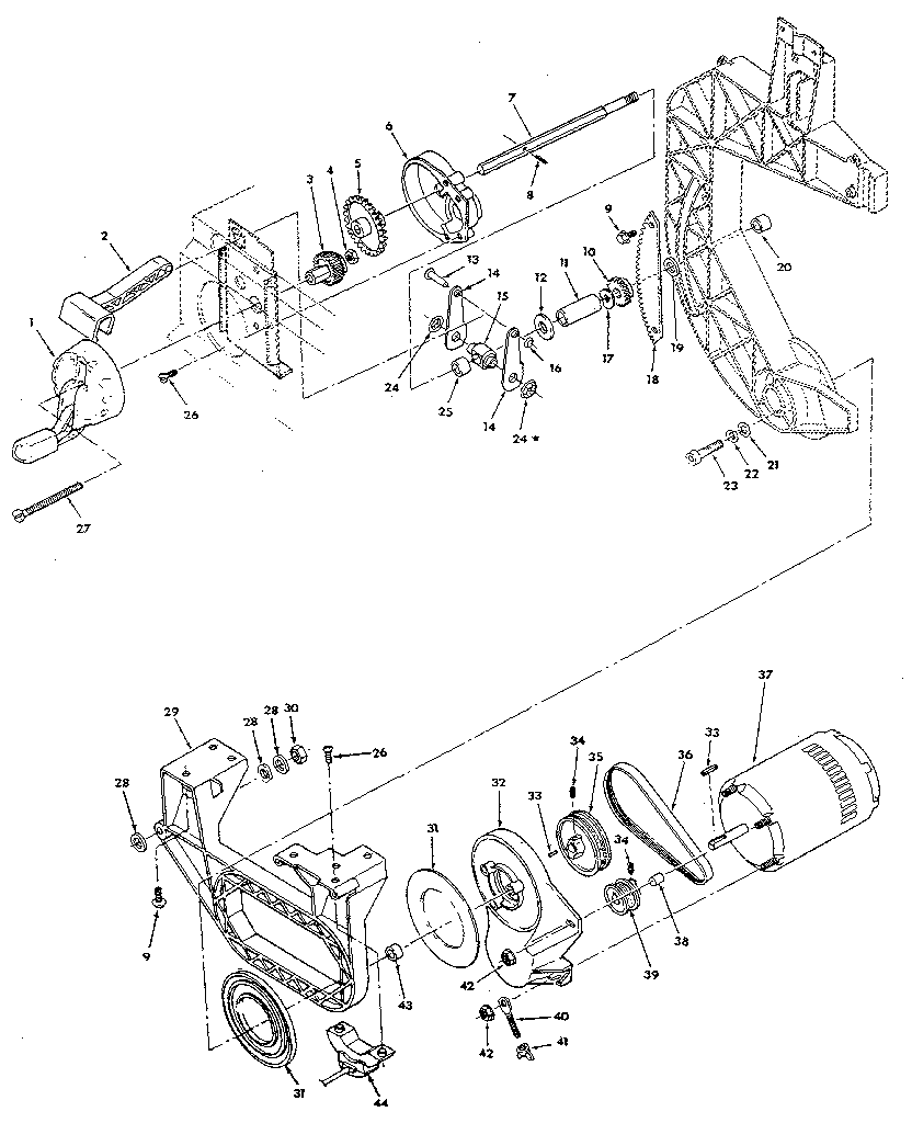 FIGURE 4-BEVEL DRIVE AND MOTOR MOUNT ASSEMBLY