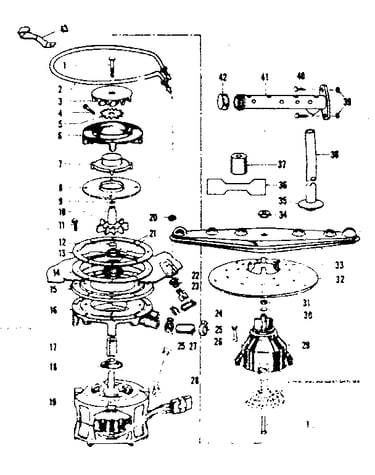 Motor, heater, and spray arm