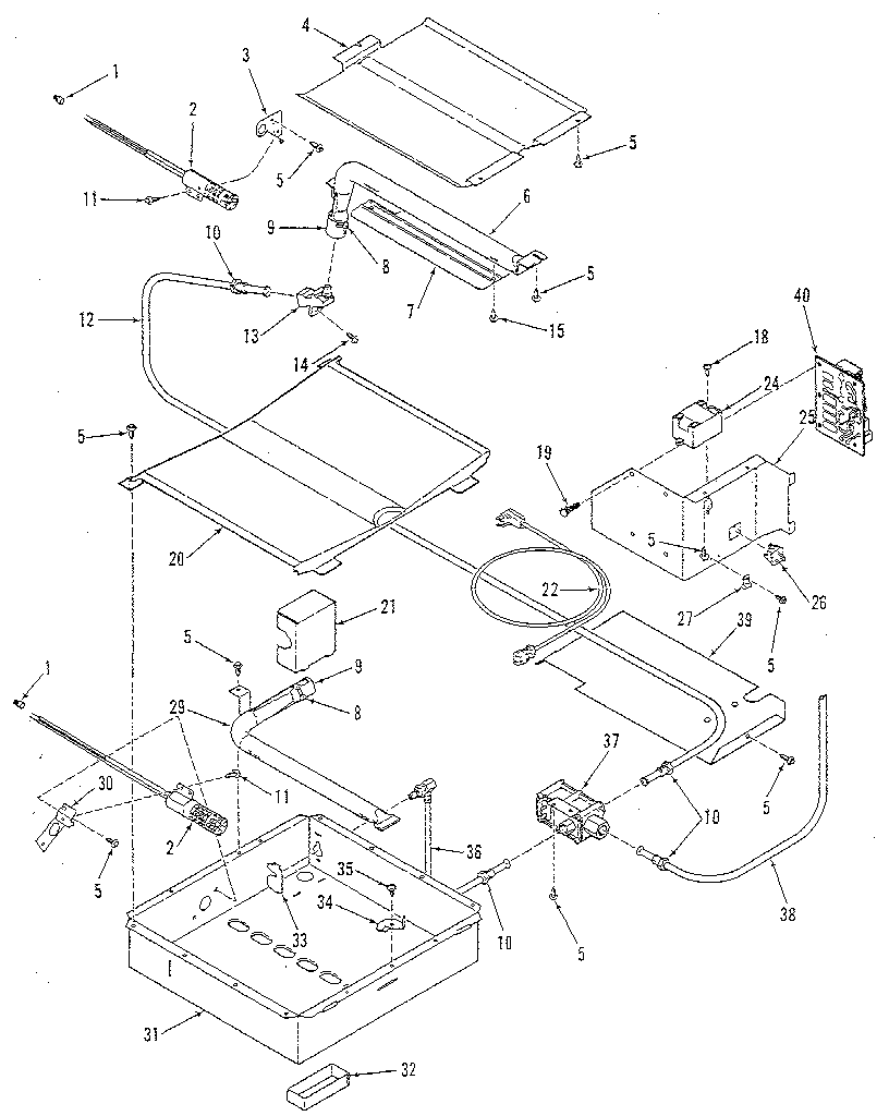 Broiler and oven burner section