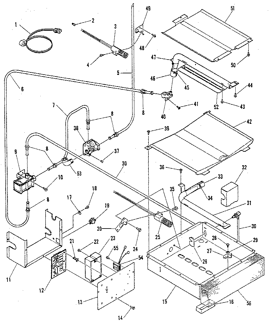 Broiler and oven burner section