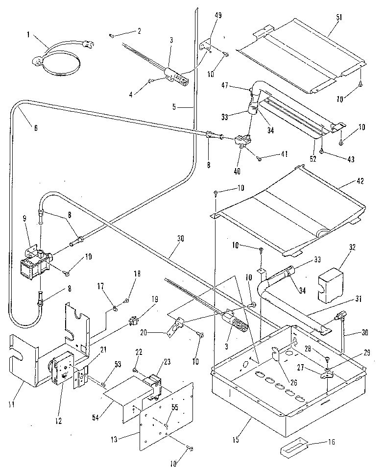 Broiler and oven burner section