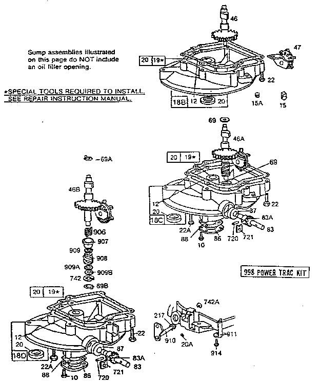 Sump engine without oil filter