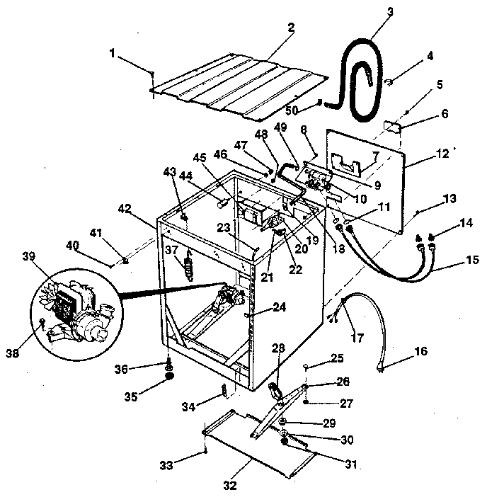 Cabinet, pump, speed-control & hoses