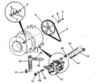 Kenmore 41784988800 pulley, belt & motor main diagram
