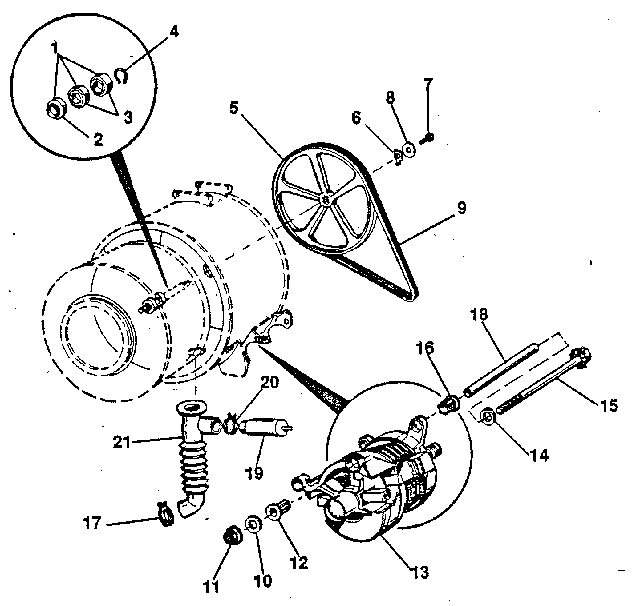 Pulley, belt & motor main