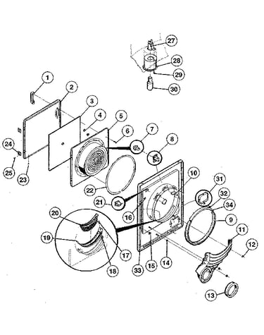 Door, front panel, lint filter