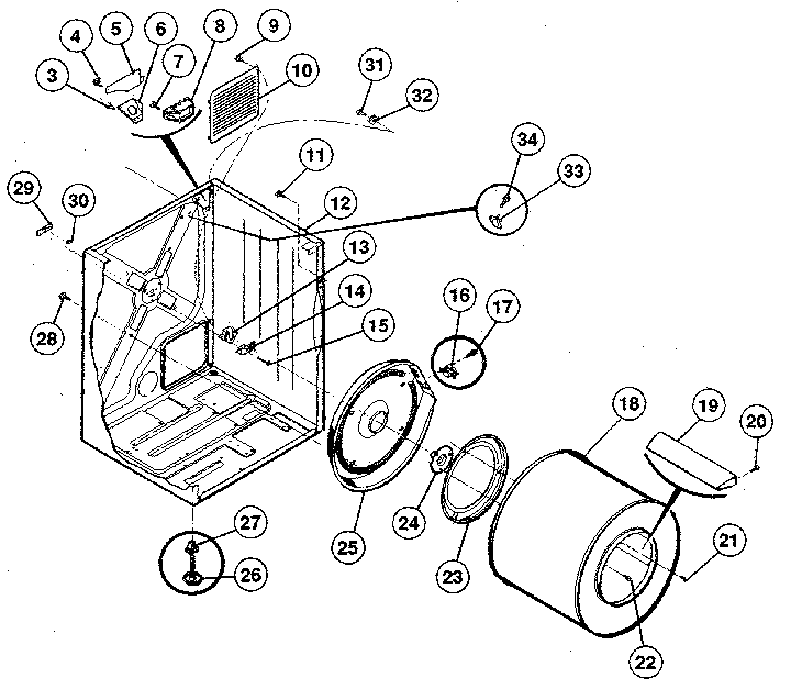 CABINET, DRUM, HEATER