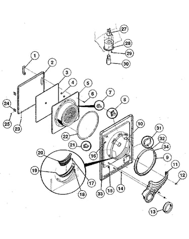 Door, front panel, lint filter