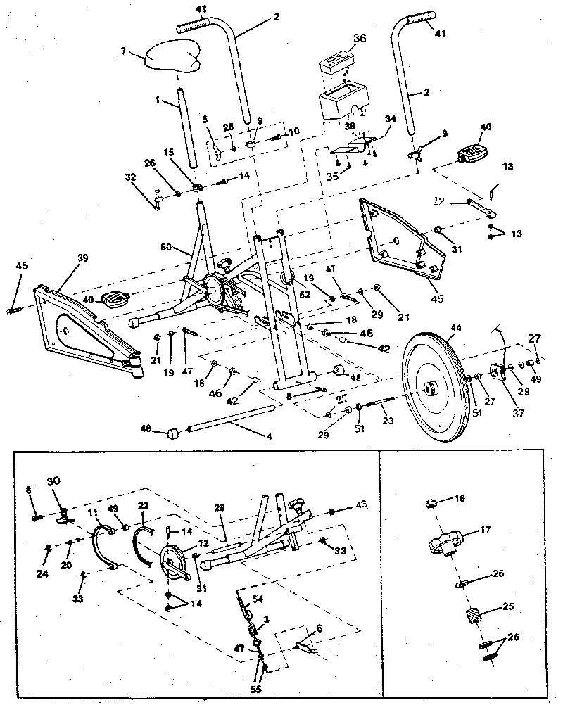 Exploded view of exercise cycle