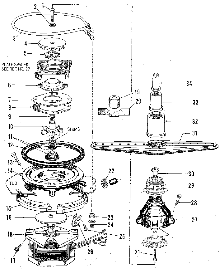 Motor, heater, and spray arm details